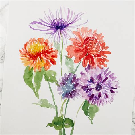 Watercolor Dahlias by Things Unseen Designs | Artwork painting, Floral ...