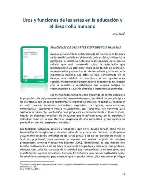 Usos y funciones de las artes en la educación y el desarrollo humano