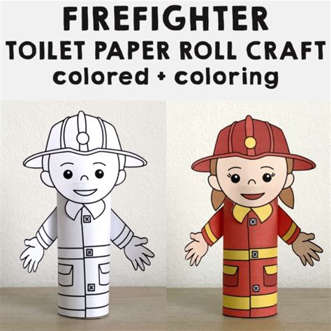 Firefighter toilet paper roll craft Printable Career Day Coloring ...