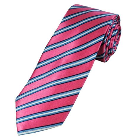 Tresanti Celeste Pink Navy Blue White Striped Men S Silk Tie From