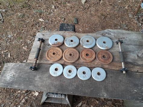 Vintage Cast Iron Dumbell Weight Set Home Health And Fitness Etsy