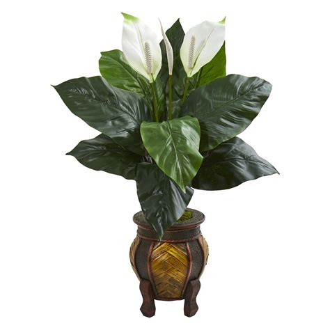 Nearly Natural Spathiphyllum Artificial Plant In Decorative Planter