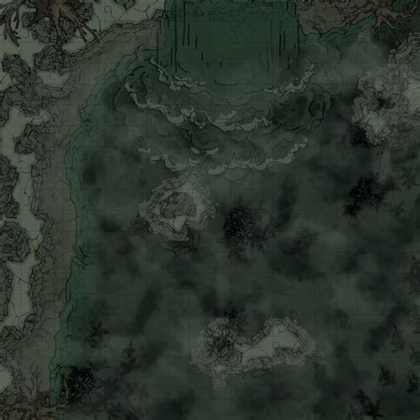 Swamp Battle Map With Waterfall X With And Without Fog