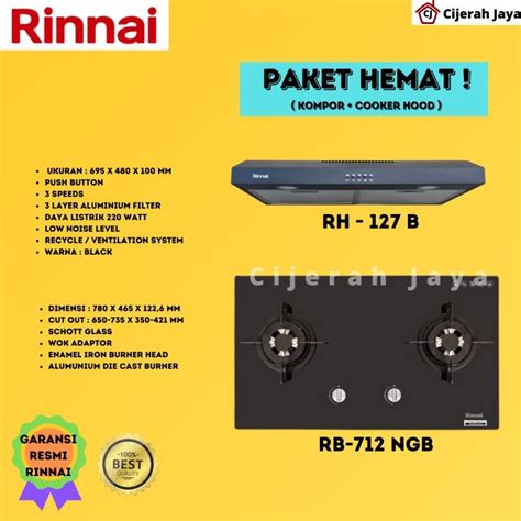 Jual RINNAI PAKET KOMPOR GAS TANAM 2 TUNGKU RB 712 NGB RB712NGB