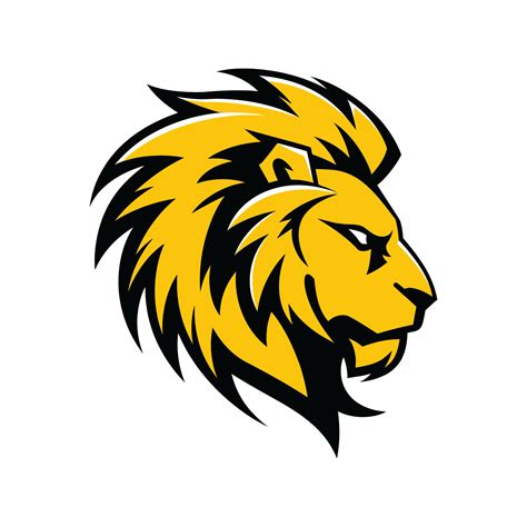 Logo Design Lion Head Yellow Color White Background Facing Right