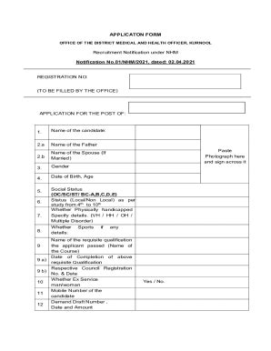 Fillable Online Dmho Kurnool Application Form Af325b0e Pdf Testbook