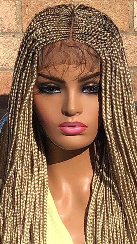 Preordersmall Braids Blonde Braided Wig Cornrow Lace Closure Etsy