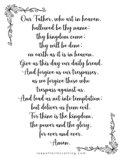 The Lord S Prayer Printable Pdf 3 Versions Artofit