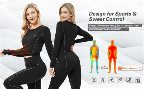 Meethoo Thermal Underwear For Women Winter Warm Base Layer Compression Set Fleece Lined Long