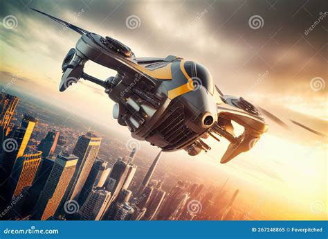 Futuristic Drone Racing Background Cartoon Vector