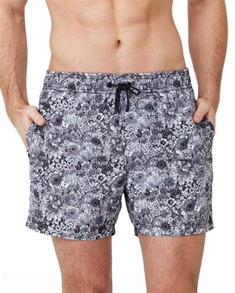 Siamo Verano Mens Garden Print Nylon Shorts Neiman Marcus