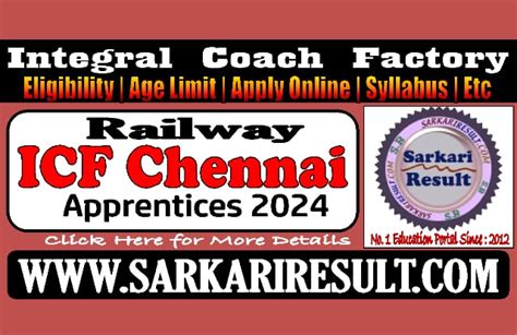 Railway Icf Apprentice Online Form For Post