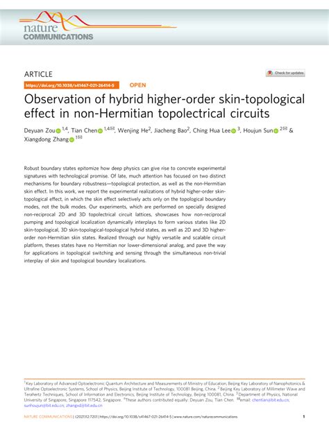 Pdf Observation Of Hybrid Higher Order Skin Topological Effect In Non