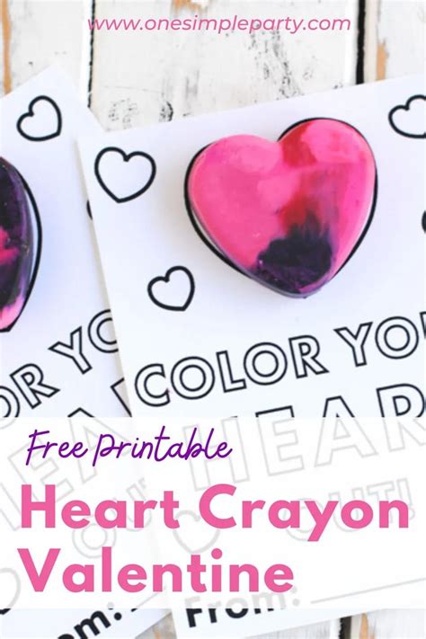 Free Printable Heart Crayon Valentine One Simple Party Crayon