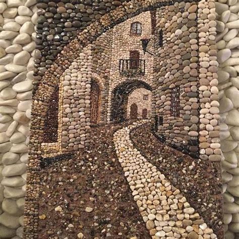 Панно из камня Pebble Mosaic, Pebble Art, Mosaic Art Diy, Mosaic Pot ...