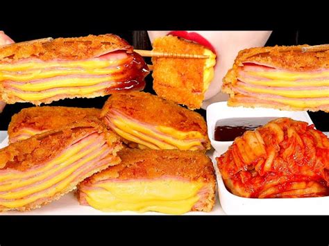 Asmr Cheese Millefeuille Ham Cutlet 치즈밀푀유햄카츠 먹방 咀嚼音チーズミルフィーユハムカツ