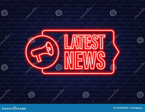 Megaphone Label With Latest News Neon Icon Megaphone Banner Web