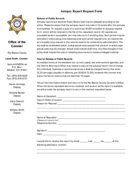 Fillable Online Office Of The Coroner Autopsy Report Request Form Fax