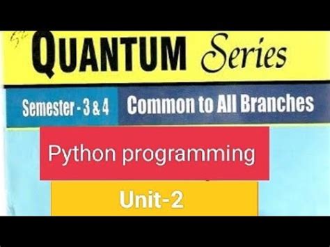 Python Programming L Unit L Aktu L B Tech Nd Year L Important