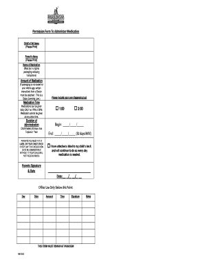 Fillable Online Permission Form To Administer Medication Fax Email