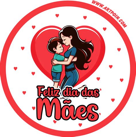 Feliz Dia Das Mães Adesivo Redondo Tag Sticker Corações Para Imprimir Png