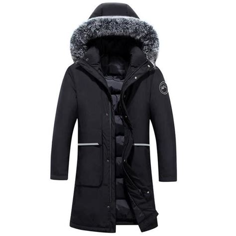 Funmoo Parka Mi Longue Hiver Homme Capuche Fausse Fourrure Chaude