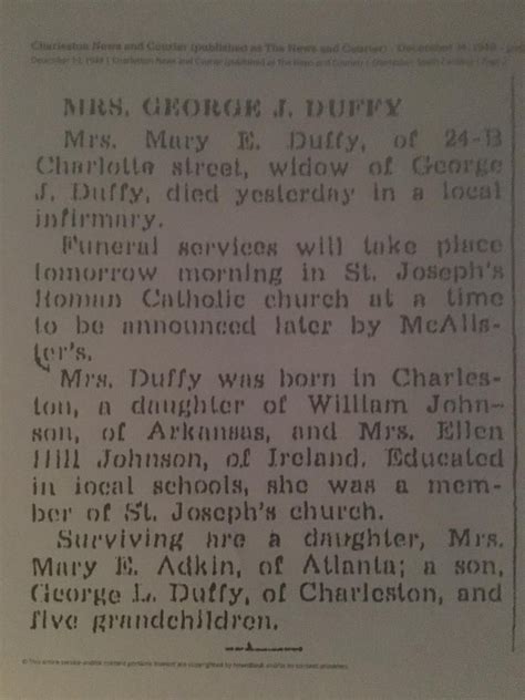 Mary Johnson Duffy Find A Grave Memorial