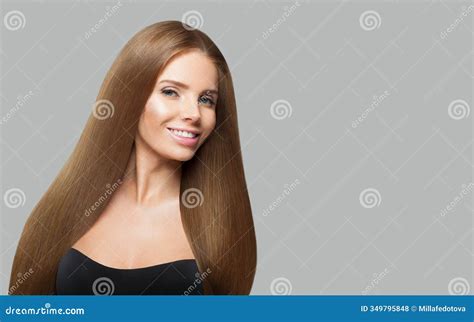 Cheerful Brunette Woman Looking At Cemera Fashion Beauty Portrait