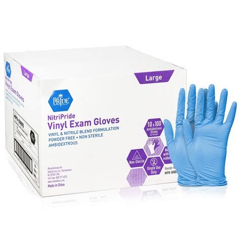 Med Pride Nitripride Nitrile Vinyl Blend Exam Gloves Large