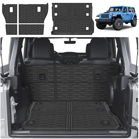 Cargo Liner For 2018 2023 Jeep Wrangler Jl 4 Door Cargo Mat With Backrest Mat Back Seat