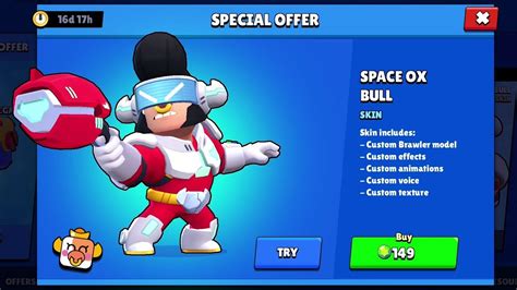 Brawl Stars Space Ox Bull Skin Purchased Winning And Loosing Animations