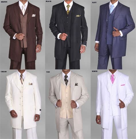 New Mens 3 Piece Milano Moda 35 Zoot Suit With Solid Herring Bone