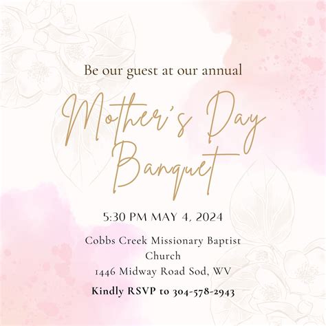 Annual Mothers Day Banquet 1446 Midway Road Sod Wv United States