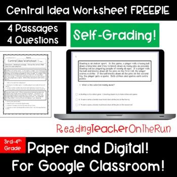 Determining Central Idea Worksheet