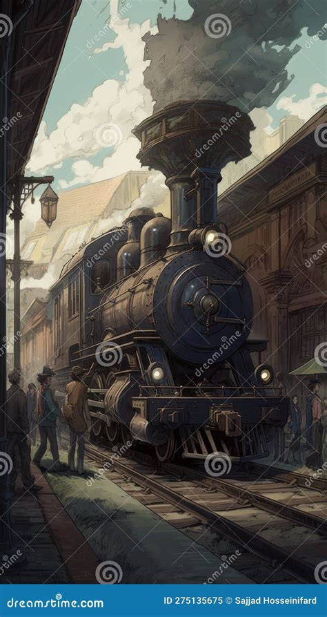 Steampunk Train Station stock illustration. Illustration of style - 275135675