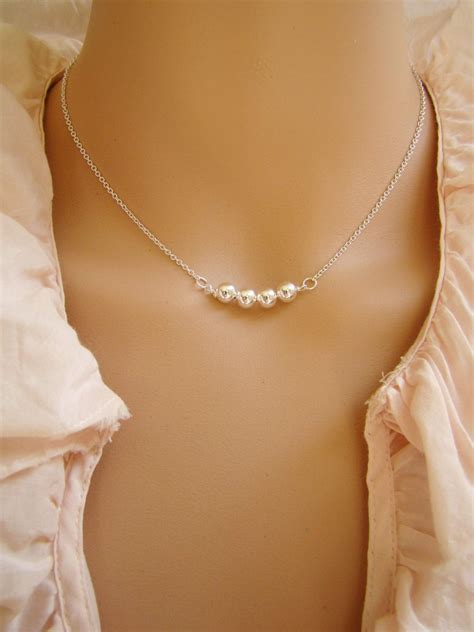 Silver Bead Necklace Sterling Silver Jewelry Etsy Canada