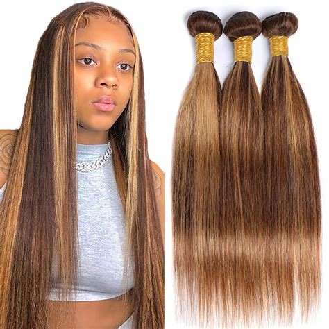 Amazon P4 27 Human Hair Bundles Highlight Honey Blonde Straight