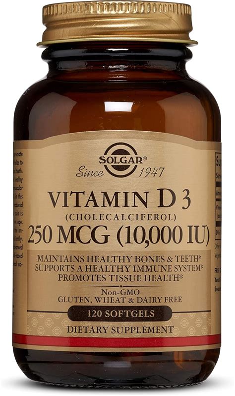 Solgar Vitamin D3 Cholecalciferol 250 MCG 10 000 IU Softgels 120