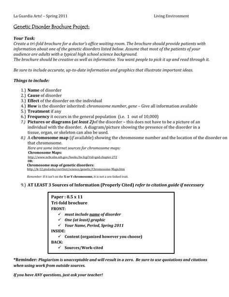 PDF Genetic Disorder Brochure Project Middle School