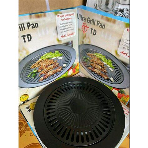 Jual Panggangan Bbq Bulat Cm Ultra Grill Pan Plate Smokeless Anti