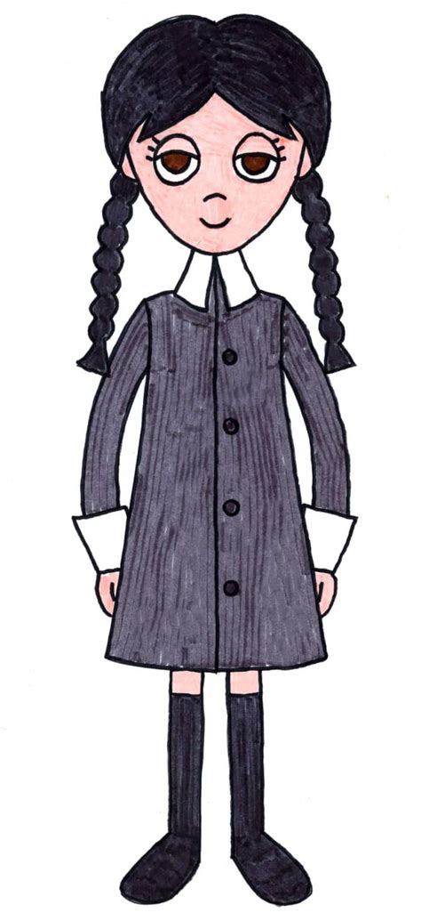 Easy How To Draw Wednesday Addams Tutorial Video