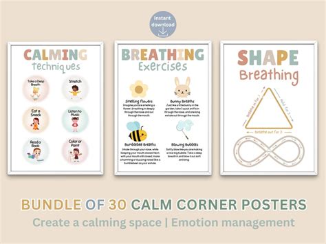 30 Boho Calming Corner Posters Printable Calm Corner Sign Calming