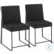 Fuji Black Velvet And Black Steel High Back Dining Chair Set Of 2 From