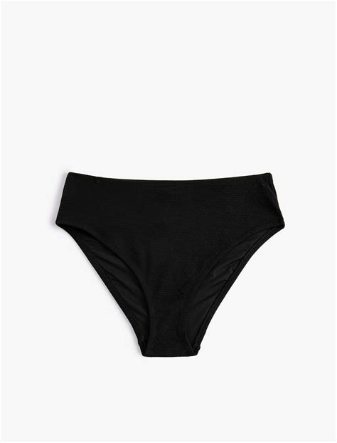 Siyah Kadın Yüksek Bel Bikini Altı Dokulu Basic 4SAK00013MM Koton