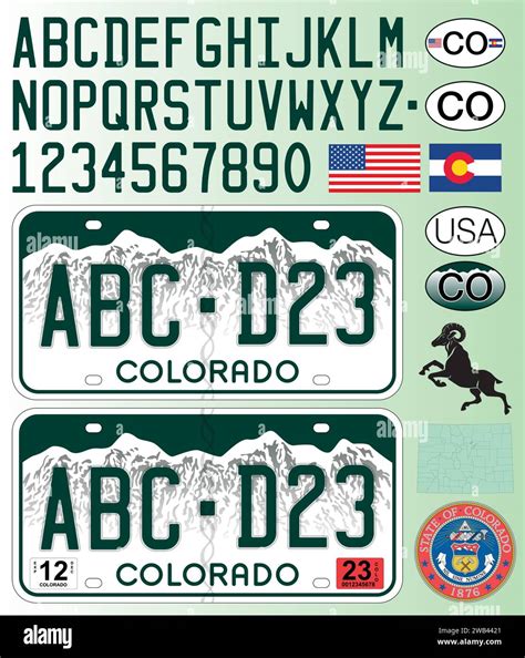 Colorado State Car License Plate Green Style Letters Numbers And