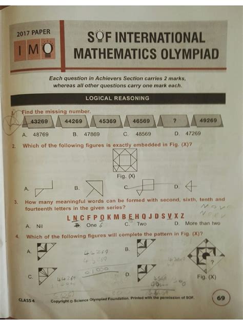 Class 4 Imo 2017 Solved Paper Pdf