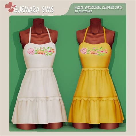 Floral Embroidered Campero Dress Public Now Guemara Sims 4