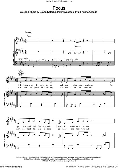 Focus Sheet Music For Voice Piano Or Guitar Pdf Interactive