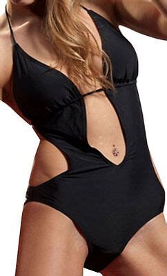 Sexy Swimsuit Open Front Padded Halter Top Monokini One Piece Bikini Swimwear EBay