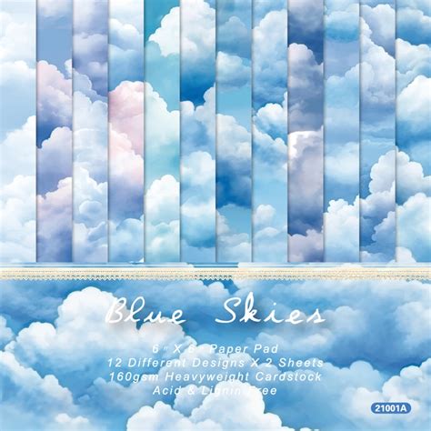 KLJUYP 24 Sheets 6 X6 Blue Skies Paper Scrapbook Paper Scrapbooking